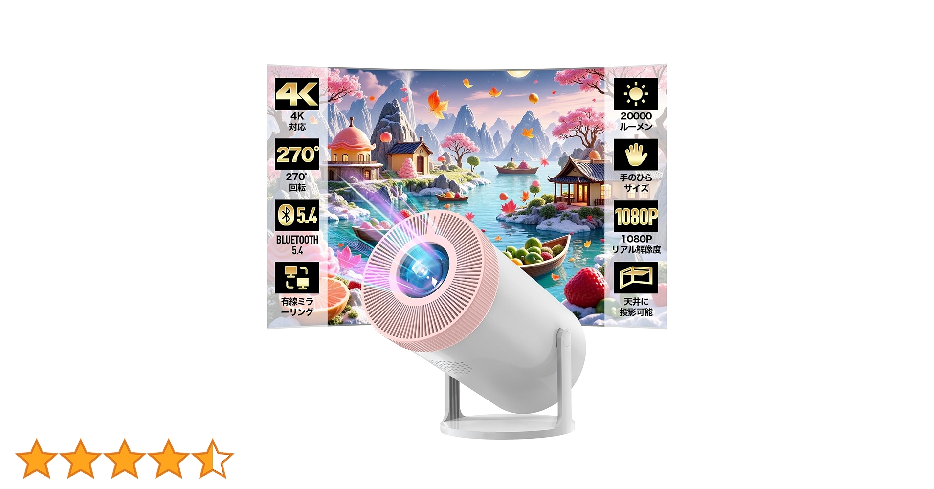 Amazon.co.jp: 【2025年新機種・20000LM・270°回転】プロジェクター